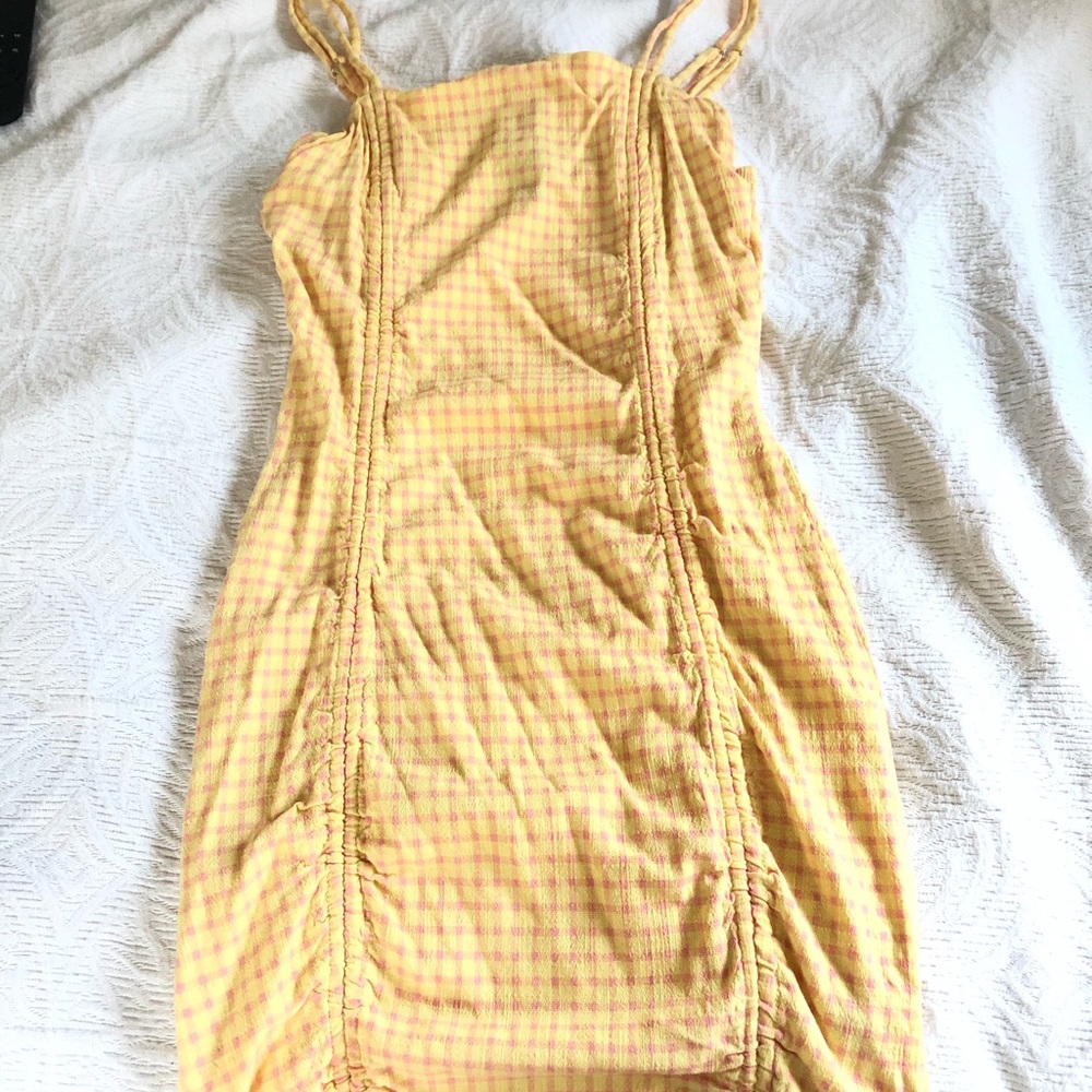 Yellow and pink gingham dress